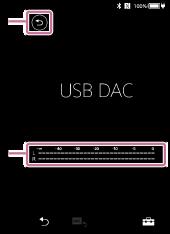 Zaslon USB-DAC Predvajalnik lahko uporabite kot napravo USB-DAC. To funkcijo uporabite, če želite poslušati glasbo v računalniku. Če želite preklopiti na funkcijo USB-DAC Tapnite na zaslonu knjižnica.