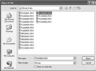 3 Izberite [Open File] iz menija [File]. Prikaže se pogovorno okno [Open A File].