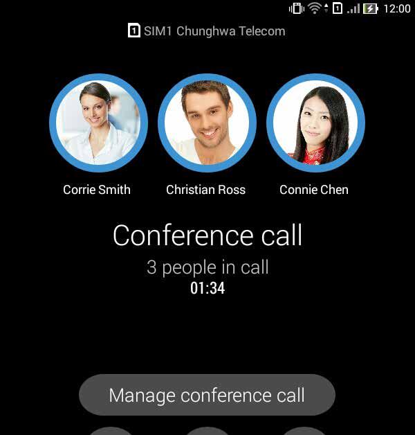Seznam stikov, ki so vključeni v konferenčni klic, odprete tako, da na zaslonu konferenčnega klica tapnete Manage conference call