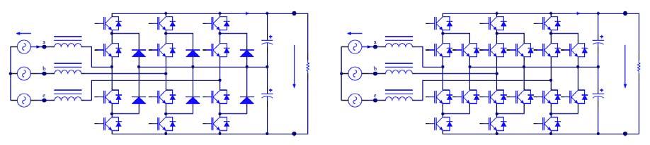 Z zamenjavo diod v usmerniku s tranzistorji pridemo do pretvornika, ki omogoča oblikovanje sinusne oblike toka in hkrati nastavitev faznega kota med napetostjo in tokom osnovnega harmonika v območju