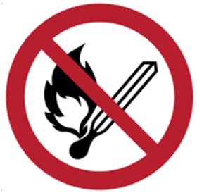 Uporaba odprtega ognja prepovedana 1005107 15 x 20 1005407 30 x 40 Tabla