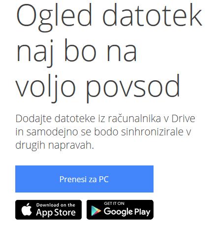 Slika 5.2 - Možnosti prenosa za Google Drive Pri Dropboxu pa imamo možnost klika le na»download the app«oziroma prenesi aplikacijo, ki prenese namizno aplikacijo (Slika 5.3). Slika 5.