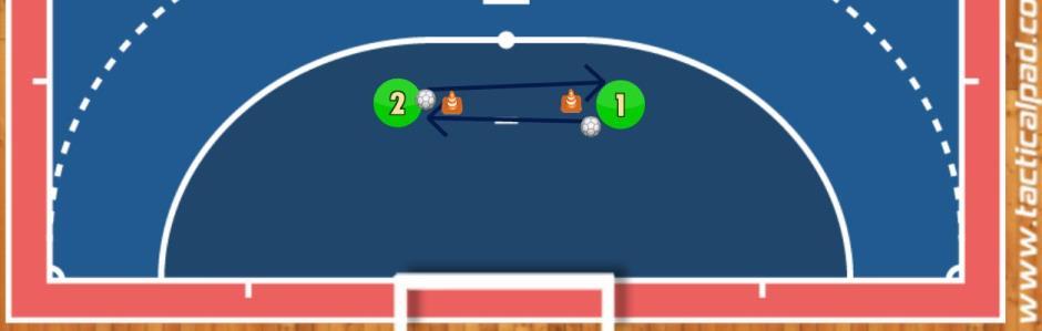 Slika 64. Udarec z NDS v cilj (5). Udarec z NDS v parih na razdalji 5 7m z uporabo dveh žog v parih. Slika 64 prikazuje peto vajo udarca z NDS v cilj.