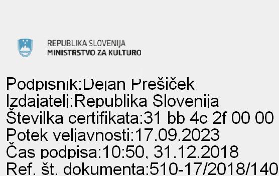 Maistrova ulica 10, 1000 Ljubljana T: 01 369 59 00 F: 01 369 59 01 E: gp.mk@gov.si www.mk.gov.si Številka: 510-17/2018/140 Ljubljana, 27.