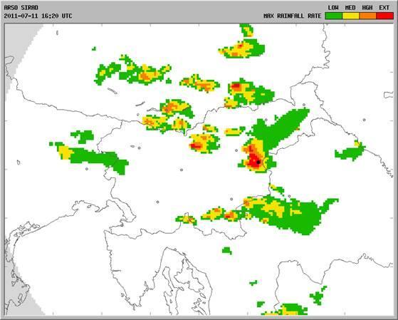 Slika 3: Radarska slika padavin