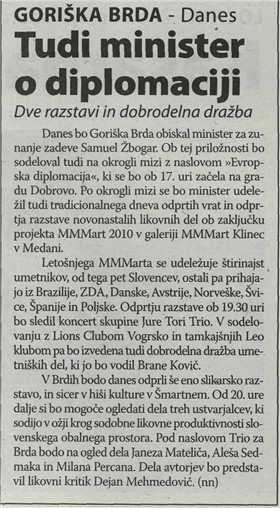 Primorski dnevnik Naslov: Tudi minister o diplomaciji Datum: 16.04.