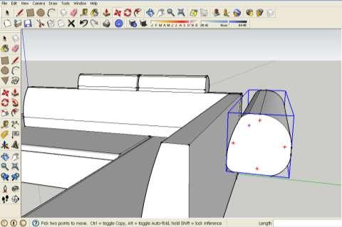 Slika 5.1.9: Premik vzglavnika na model oblazinjenega pohištva Orodje Premakni je namenjeno za premikanje, kopiranje in raztegovanje modela.