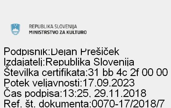 Maistrova ulica 10, 1000 Ljubljana T: 01 369 59 00 F: 01 369 59 01 E: gp.mk@gov.si www.mk.gov.si Številka: 0070-17/2018/7 Ljubljana, 26. 11.