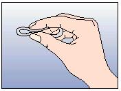 slika 5: Obroček NuvaRing lahko ženska vzame iz nožnice s kazalcem, ki ga zatakne pod obroček, oziroma