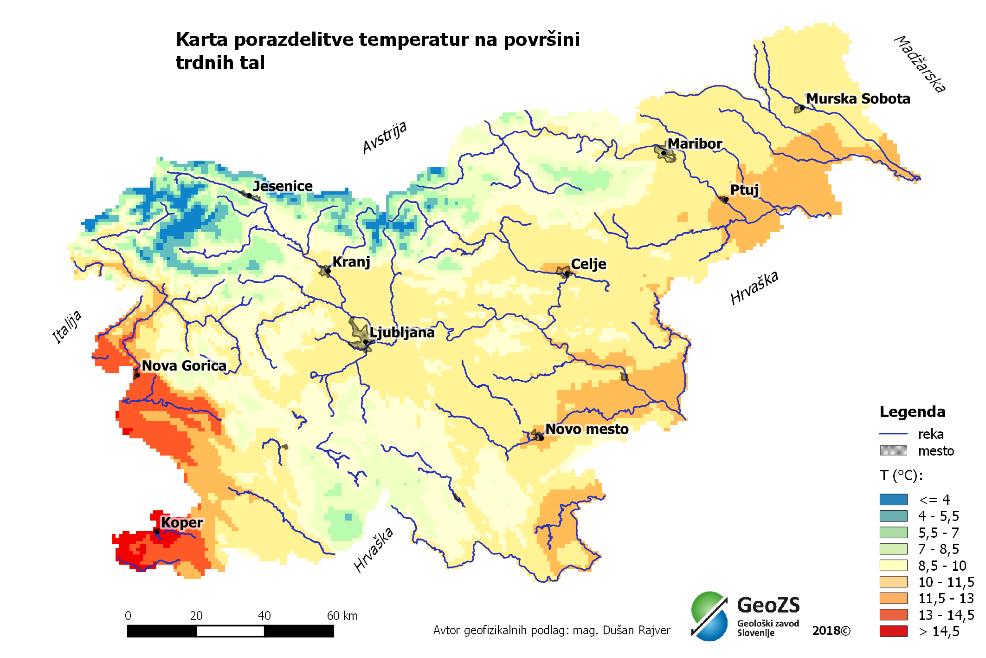 PROJEKT: Projekt LIFE IJS 2050 Analiza potenciala plitve geotermalne energije v Sloveniji do leta 2050 Izdelava slikovnih gradiv kart (marecapril 2018): Volumska toplotna kapaciteta (površinskih)