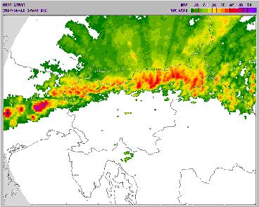 Slika 5. Največja radarska odbojnost padavin 11.