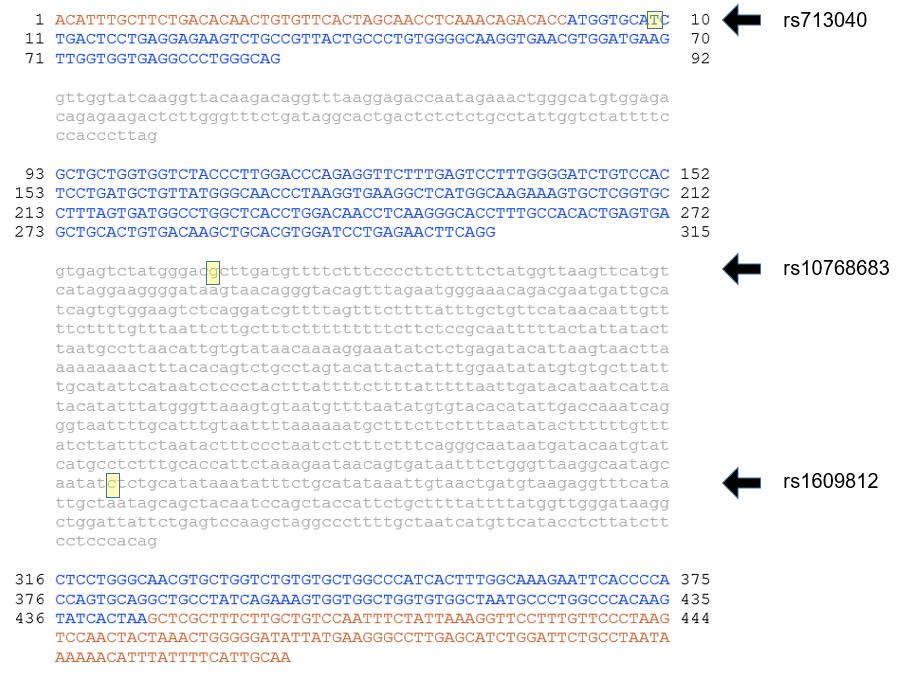 38 Slika 17: Prikaz lege identificiranih različic gena HBB pri preiskovanih osebah na referenčnem zaporedju gena.