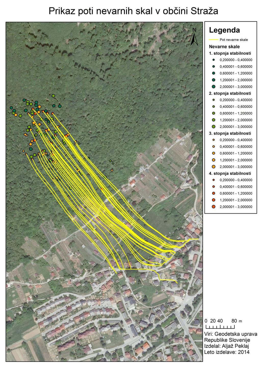 Peklaj, 2014. Evidentiranje in prostorska analiza skal na območju občine Straža. Dipl. nal.