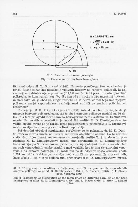 R = 7.07106782 cm I = i.23 cm 36 г, eq. = 10 cm SI. 1. Parametri osnovne polkrogle Fig. 1. Parameters of the base hemisphere liki meri odpravil T. Strand (1944).