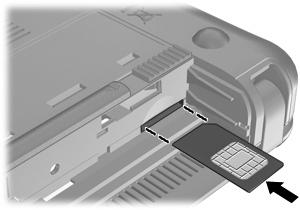 Vstavljanje kartice SIM: 1. Zaustavite računalnik. Če niste prepričani, ali je računalnik izklopljen ali v stanju mirovanja, računalnik vklopite tako, da potisnete stikalo za vklop/izklop.