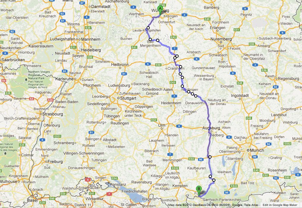 ROMANTISCHE STRAßE-SEPTEMBER 2012 Na nek vroooč poletni večer sedim ob zemljevidu Evrope in gledam poti, ki sva jih v najini kratki avtodomarski karieri prevozila in uživala ob njihovih lepotah in