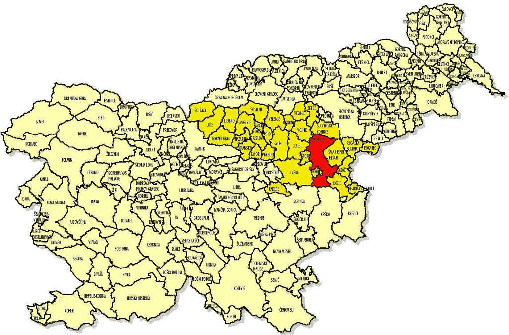 Savinjska regija Občina Šentjur Slika 1: Prikaz lege območja Občine Šentjur in Savinjske regije v Sloveniji 2.