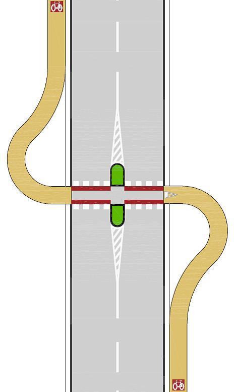 Slika 32: Potek kolesarskih površin prek sredinskega