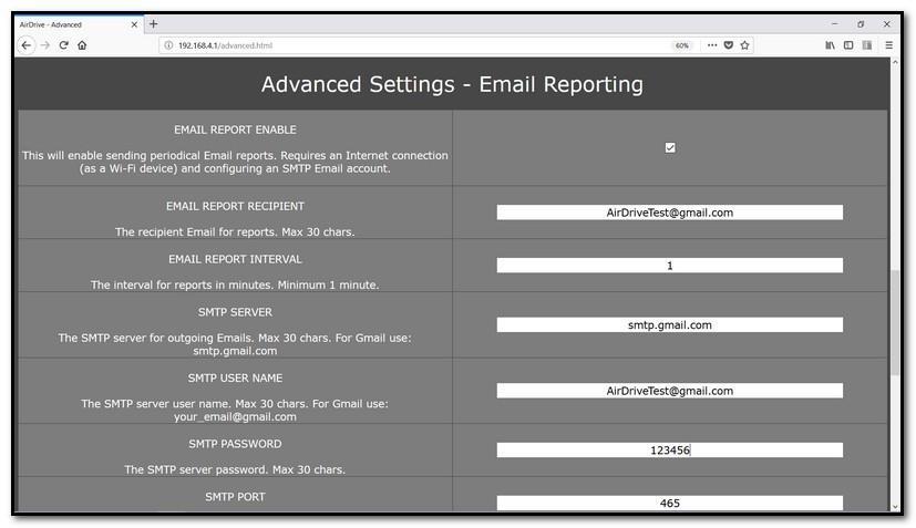 24. In the advanced settings keylogger (192.168.4.1) Select a section for reporting e-mail Email Reporting (see Fig. Above). 25. Loosen reporting by checking the Enable Email Report. 26.