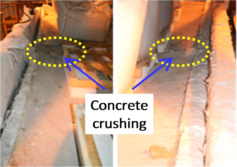porušitvi betona po enem robu