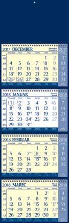 17 KOLEDARJI 810101 Stenski tridelni špiralni koledar v modri, sivi, rdeči in črni barvi / 24,5 x 70 cm 2,99 810100