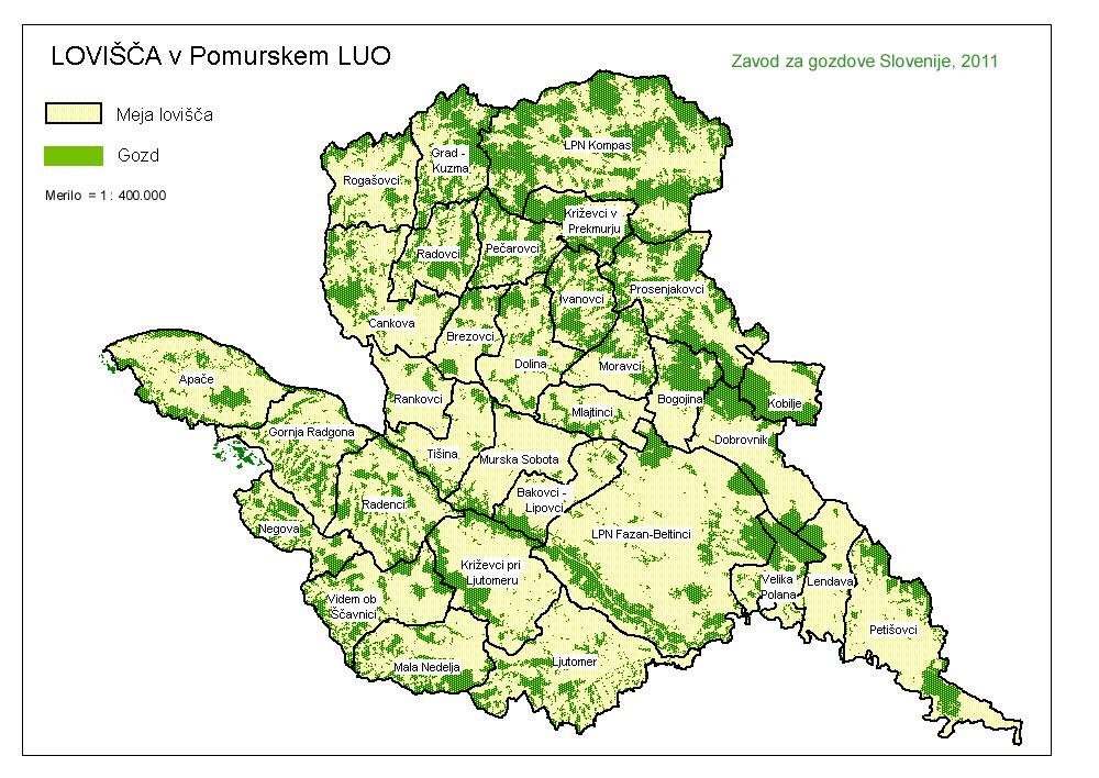 Slika 2.1: Položaj Pomurskega LUO v Sloveniji Slika 2.
