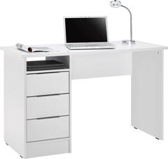 (25930014/01-02;0063/20) 4. Računalniška miza, dim. 150 X 93 X 73 cm. Barva: wotan hrast, fronte predalov bele, 4 predali.