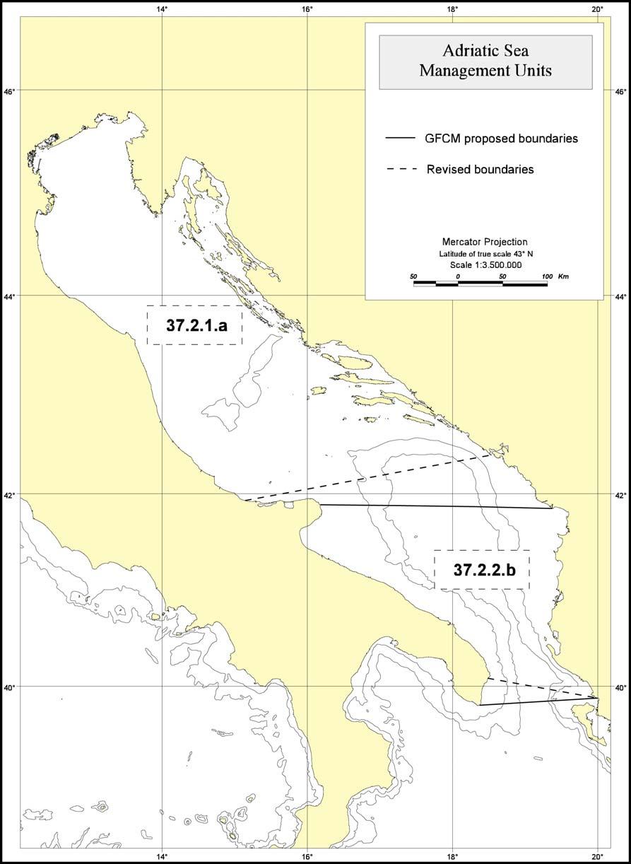 Annex D: Geografske gospodarstvene jedinice Jadranskog mora Karta prikazuje granice Gospodarstvenih jedinica Jadranskog mora 37.2.