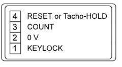 Kako spremeniti vnos štetja: 1.3 Model totalizátor (0 731 101) Terminal 4»RESET«ali»Tacho-HOLD«je opredeljen kot»reset-vhod«. 1.4 Model tahometer (0 731 102) Tahometer deluje po metodi merjenja vrat.
