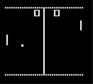 Slika 2: Igra Pong V 60-ih letih marsikateri računalnik še ni imel monitorja, zato so nastale t.i. tekstovne igre v obliki računalniškega izpisa (natisnjenega ali prikazanega na ekranu) pri njih je