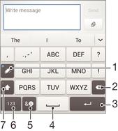 Vnašanje besedila s funkcijo za vnos s potezami 1 Kadar je prikazana zaslonska tipkovnica, s prstom drsite od črke do črke in tako črkujte besedo, ki jo želite napisati.