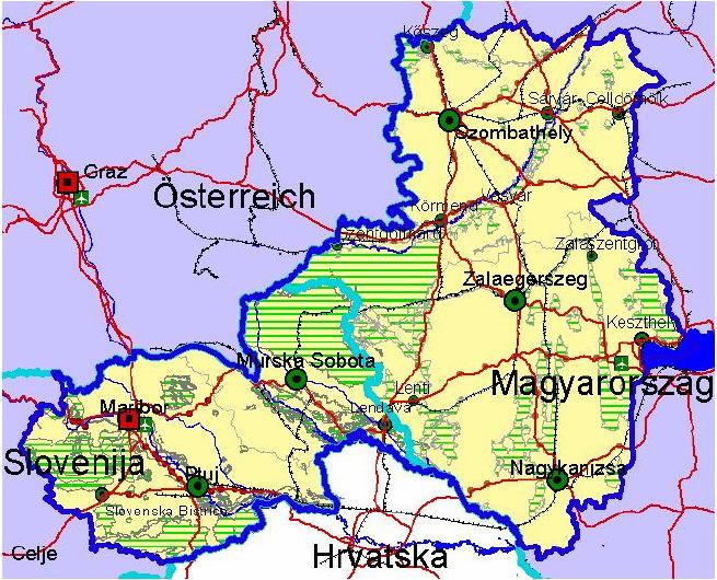 1.2.3 Upravičeno območje Ciljno območje programa je območje skupne slovensko-madžarske meje. Ustrezne županije in regije so teritorialne enote na ravni NUTS 3.