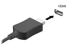 Priključitev video naprav s kablom HDMI (samo pri nekaterih izdelkih) OPOMBA: Za priključitev naprave HDMI na računalnik potrebujete kabel HDMI, ki je naprodaj posebej.