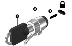 OPOMBA: razdelku. Reža za varnostni kabel na vašem računalniku se lahko nekoliko razlikuje od tiste na sliki v tem 1. Varnostni kabel ovijte okoli nepremičnega predmeta. 2.