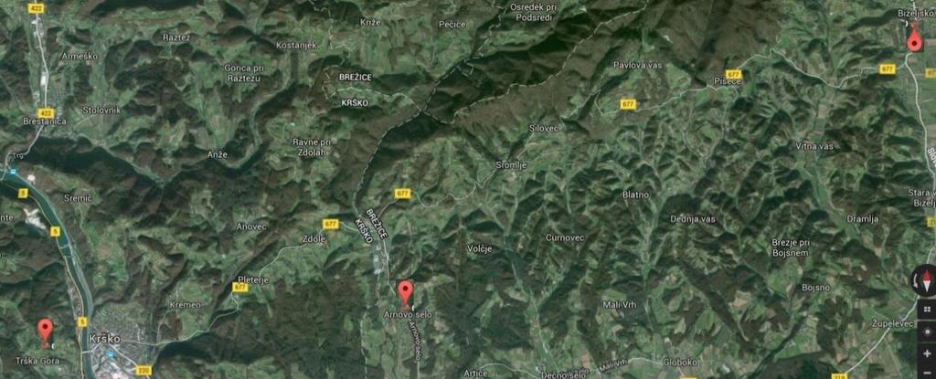 31 Slika 36: Lokaciji nasadov na Gori in v Arnovih selih z prikazom lokacije