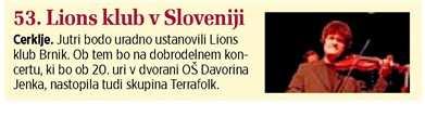 Žurnal 24 Naslov: 53. Lions klub v Sloveniji Datum: 08.04.