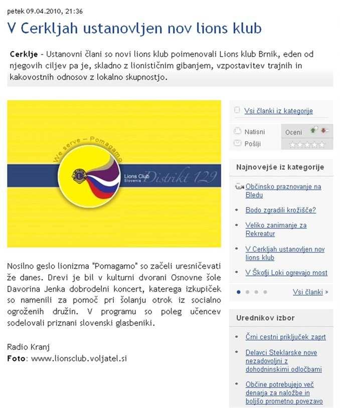 www.siol.net Naslov: V Cerkljah ustanovljen nov lions klub Datum: 09.04.