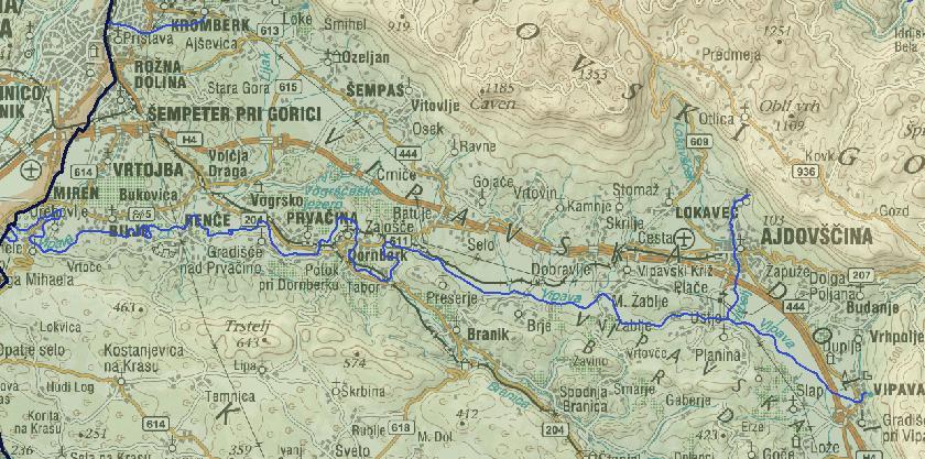Slika 5 Legenda pedološke karte (Atlas okolja, 2007) 3.1.4 Geografski in hidrološki opis vodotoka Vipava Vipava je pribliţno 47 km dolga reka, ki izvira v kraju Vipava (slika 6).