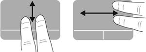 Uporaba ukazov sledilne ploščice Sledilna ploščica podpira številne gibe. Za uporabo gibov na sledilni ploščici postavite istočasno dva prsta na sledilno ploščico.