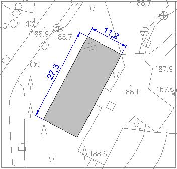 elaborat pregled objektov Skica objekta Tlorisni gabarit 27,3 m x 11,2 m (305,76 m2) Višinski gabarit karakteristična višina: 186,60 m najvišja višina: 196,60 m št.