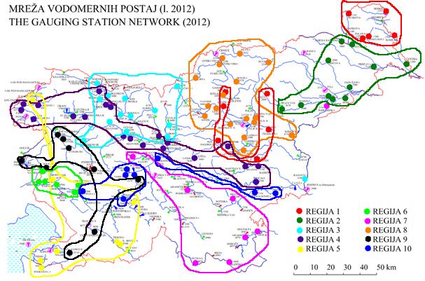 Kavčič, K. 2013. Hidrološka regionalizacija verjetnostnih analiz visokovodnih konic v Sloveniji. 89 Podravske regije, je sklenjena in se ne prekriva z nobeno drugo. V 3.
