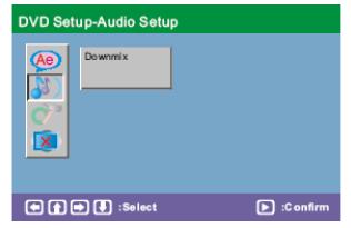 B. Nastavitev zvoka (Avdio) Pritisnite gumb, da izberete možnost nastavitve zvoka (Audio setup) Na voljo sta vam dve nastavitvi. (modes). Ti sta Lo/Ro ali Lt/Rt. C. Druge nastavitve 1.