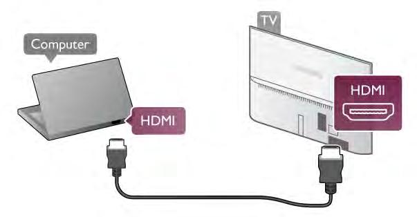 S kablom DVD-HDMI Lahko pa uporabite tudi adapter DVI-HDMI, da priklju"ite ra"unalnik na HDMI, in avdio kabel L/D, da ga priklju"ite na AUDIO IN L/R na zadnji strani televizorja.