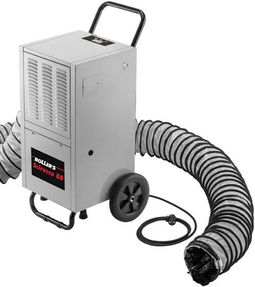 ROLLER S Scirocco 80 Set Električni razvlaževalnik zraka/sušilnik za gradbišča s hladilnim agregatom z visoko učinkovitim kondenzatorskim motorjem 1200 W, s samodejnim sistemom
