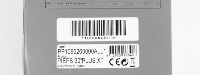 1.1 Oznaka Naprava 30 PLUS XT je označena na napravi in embalaži v skladu z zadevnimi direktivami. Oznaka na napravi Oznaka na strani embalaže CE Oznaka v skladu z: EMV 2014/30/EU RoHS 2011/65/EU 1.