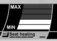 4 Prikličite meni Seat heating. 56 Upravljanje z Vključeno ogrevanje ročk je prikazano s simbolom 1. Če je prikazan ta opozorilni simbol, je napetost električnega sistema nizka.