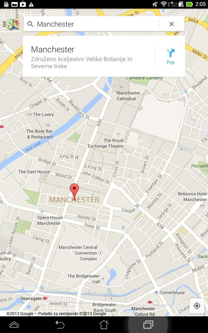 Zemljevid S pomočjo Google Zemljevidov lahko poiščete razna mesta, ustanove in navodila za pot. Omogoča vam tudi beleženje trenutne lokacije in skupno rabo teh informacij z drugimi.
