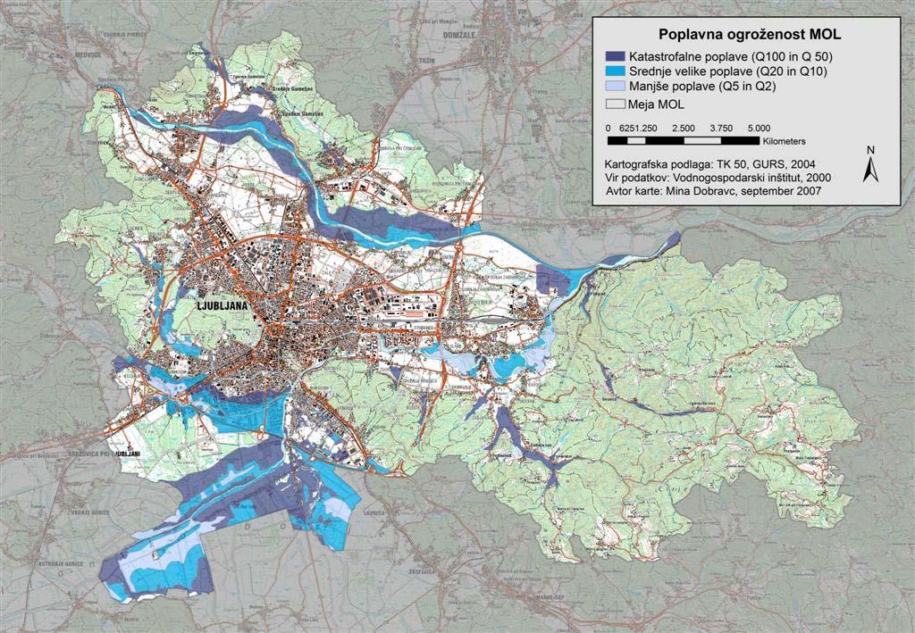 pregrade, na območju MOL zanemarljiv in ne bi segel izven običajnih poplavnih območij (Rajar: Račun vala, ki bi nastal pri porušitvi pregrade Medvode, Vodnogradbeni laboratorij Ljubljana, 1973).