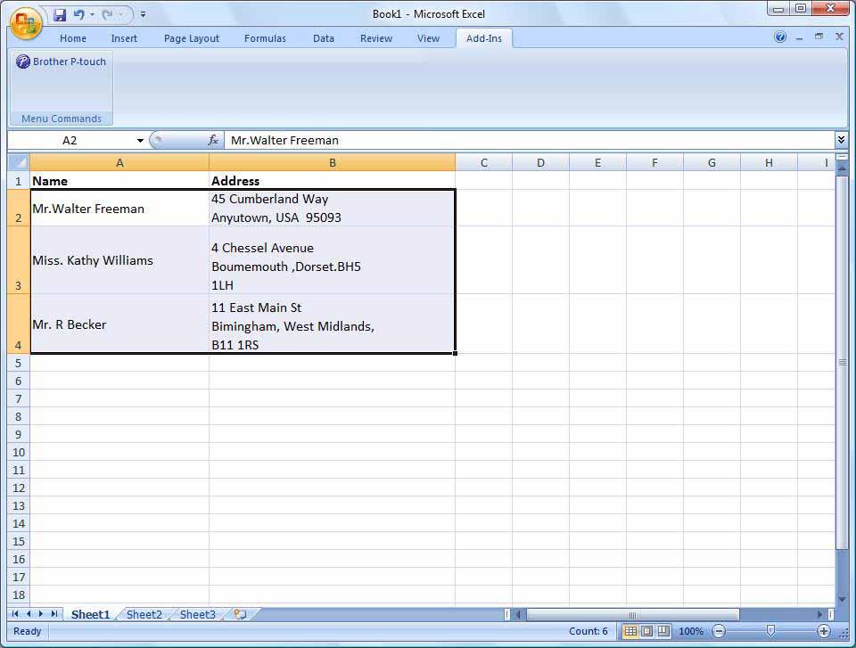 Microsoft Excel S funkcijo Add-In lahko besedilo kopirate neposredno iz aplikacije Microsoft Word v postavitev nalepke.