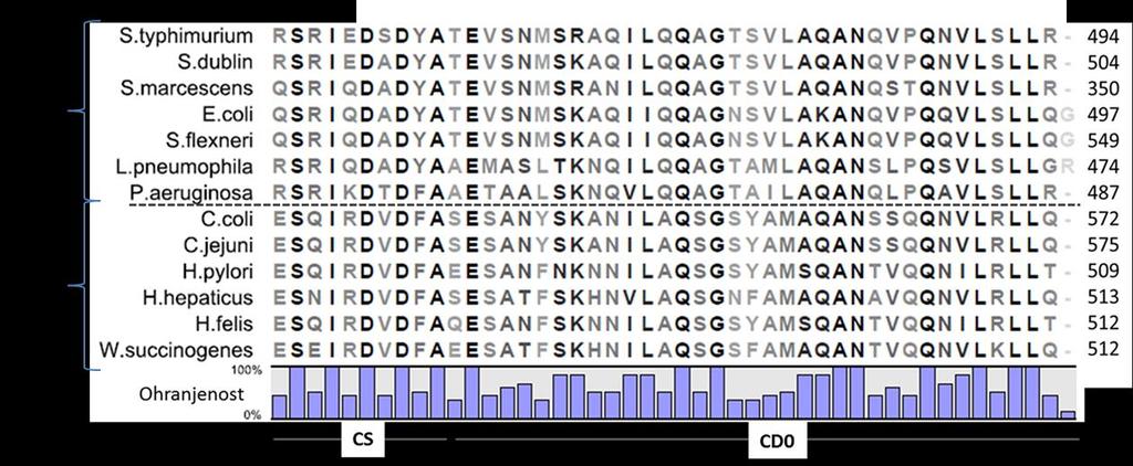 VLSLL, zlasti trije levcini znotraj motiva. Po drugi strani se na mestih P486, S491 in R494 pojavljajo razlike med vrstami, ki TLR5 aktivirajo in tistimi, ki se imunski prepoznavi izognejo.